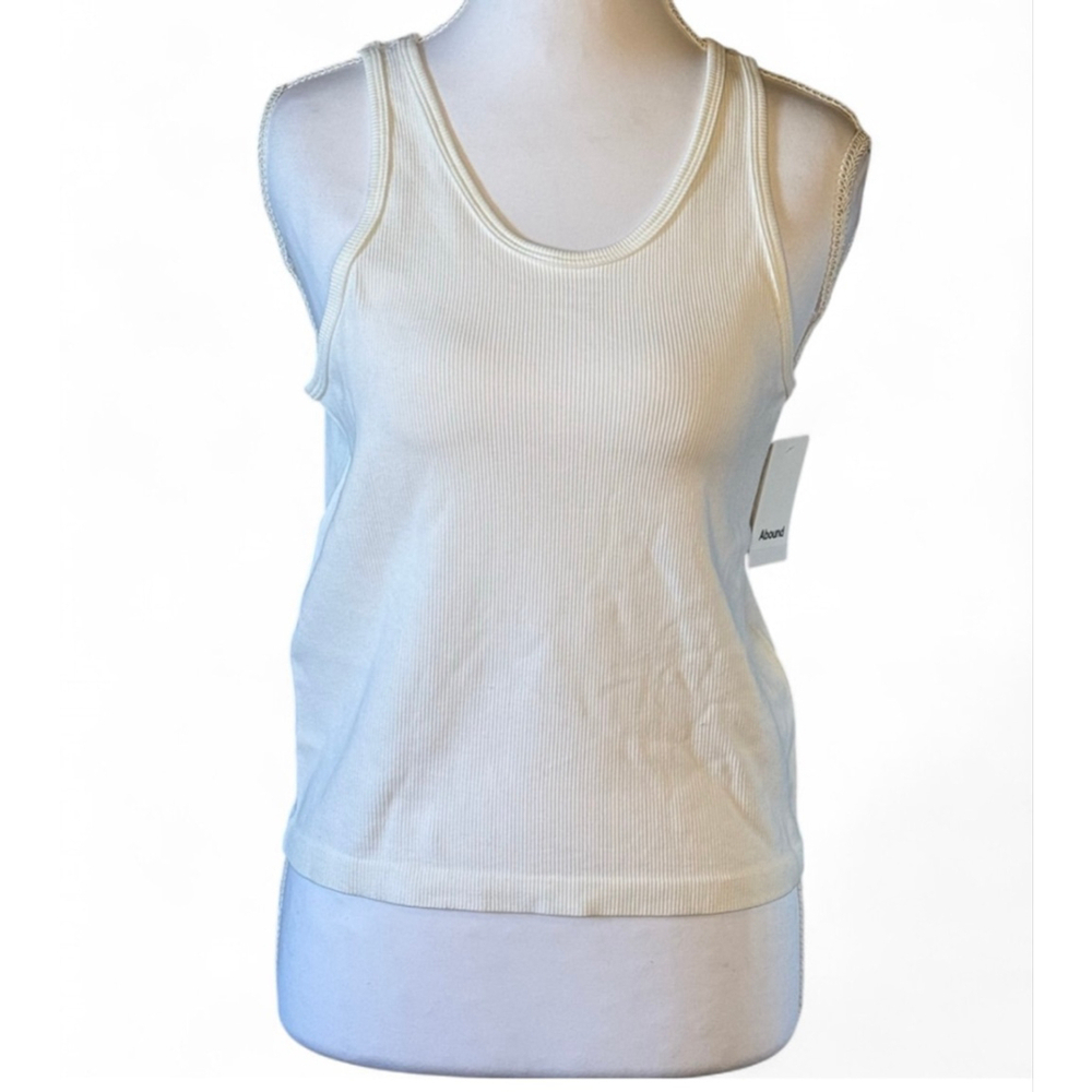 Abound White Ribbed Tank Top XL NWT Fitted Stretch Neutral Basic